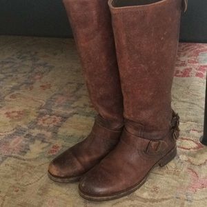 Frye Veronica Back Zip Brown Stone Antique Boots